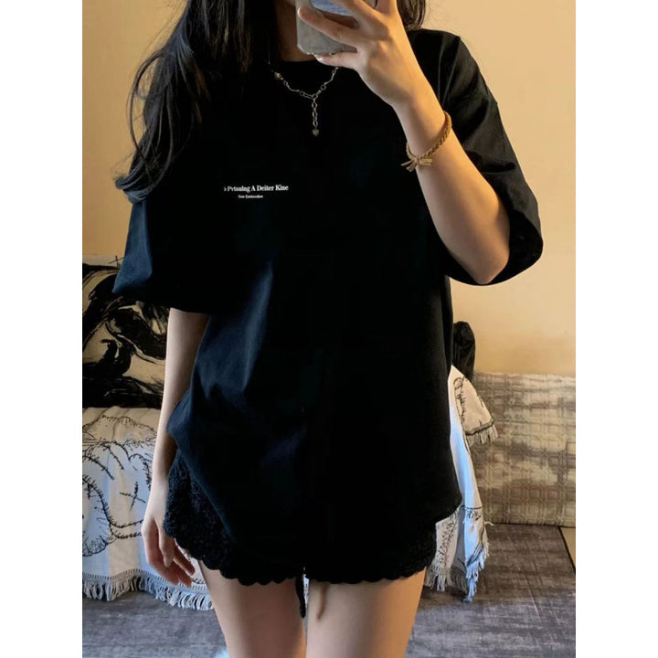 Dame T-shirt med kreativ statementtryk og afslappet oversized snit Stilla
