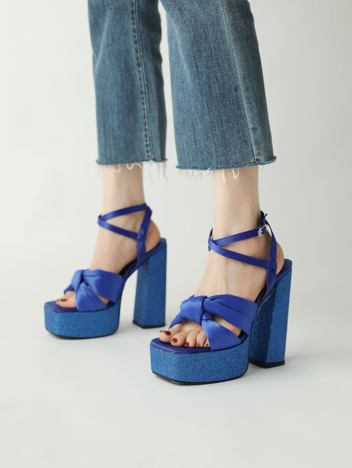 Femme Chunky Platform Højhælede Sandaler med Sløjfedetalje Stilla