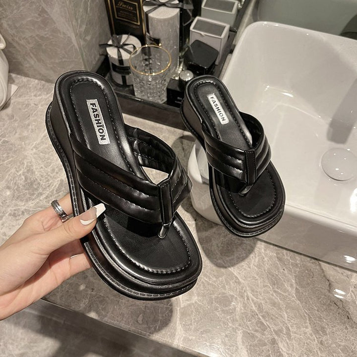 Dame modische Flip-Flops med høj plateau og komfortabelt fodseng Stilla