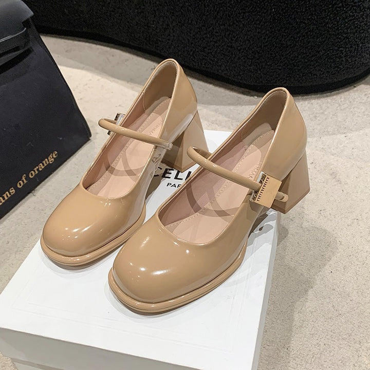 Dame Elegante Mary Jane Pumps med blokhæle og moderne rem Stilla