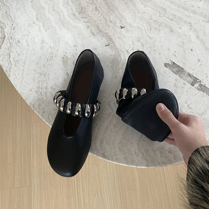 Dame elegante Mary Jane Ballerinas med dekorativ kæderem Stilla