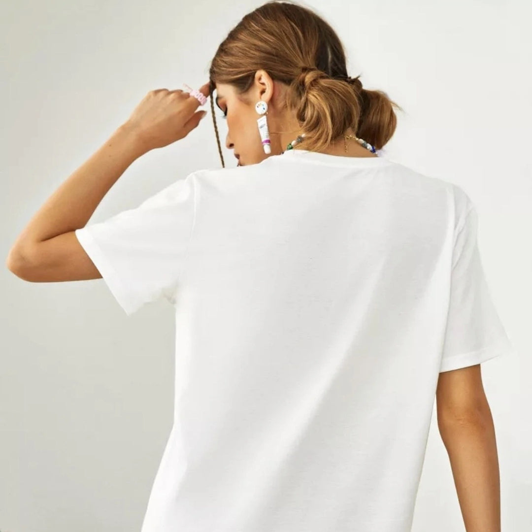 Dame T-shirt med sporty Brooklyn-design og afslappet oversized-snit Stilla
