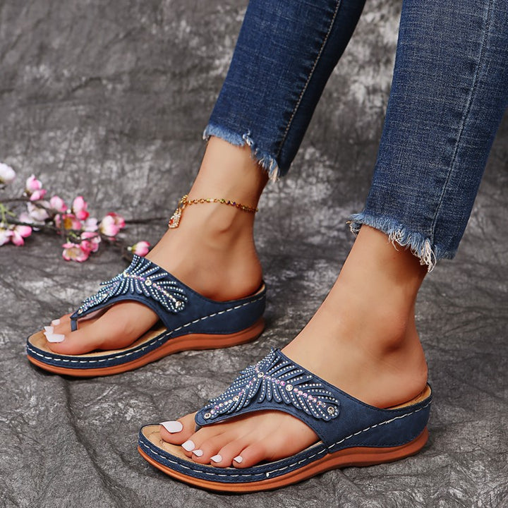 Dame Elegante Pyntede Flip-Flop Sandaler Stilla