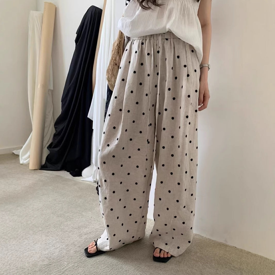 Femme Høj Talje Polka Dot Palazzo Bukser Stilla