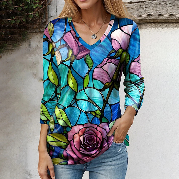 Stilla | Chic Print V-Hals Loose Tee
