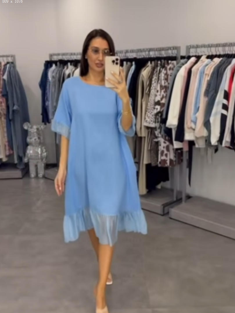 Dame Relaxed Fit Midikjole med Ruffle-saum Stilla