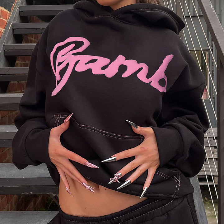 Dame Hoodie med kunstnerisk logo-design og afslappet snit Stilla