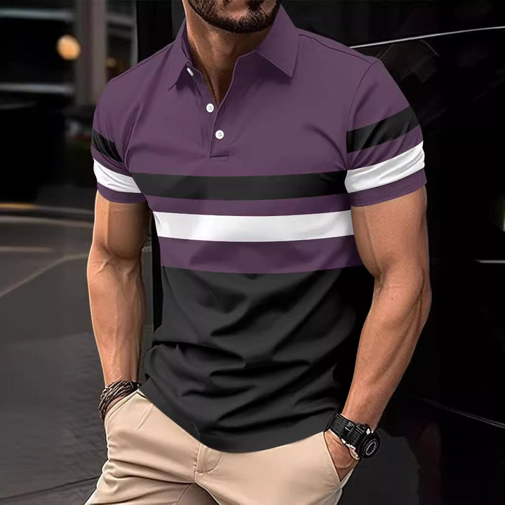 Herrer Trendy Stribet Aktiv Polo-Skjorte Stilla