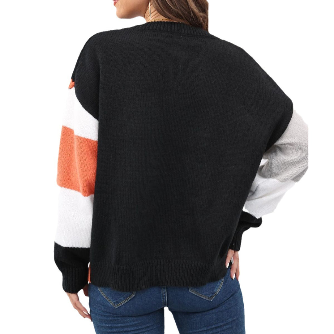Damer moderigtig sweater med geometrisk mønster og farverige accenter Stilla