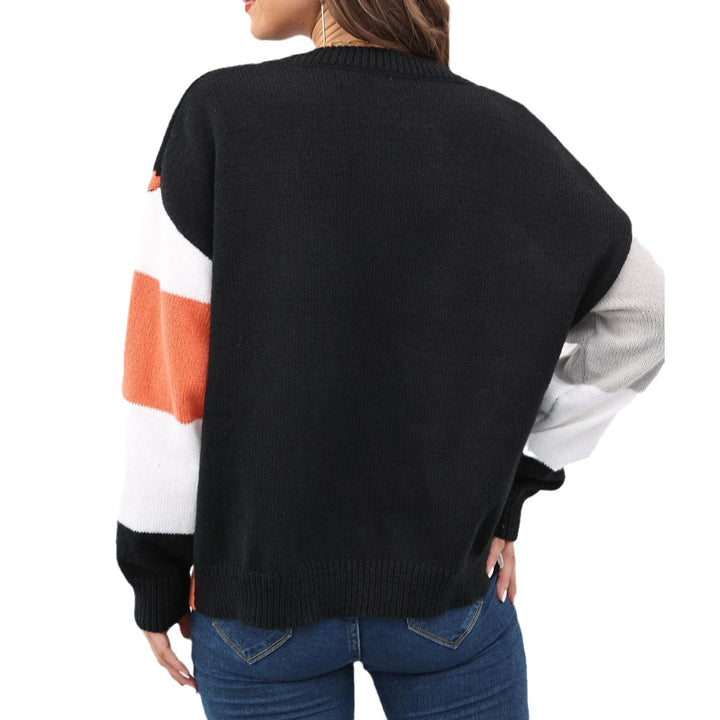 Damer moderigtig sweater med geometrisk mønster og farverige accenter Stilla