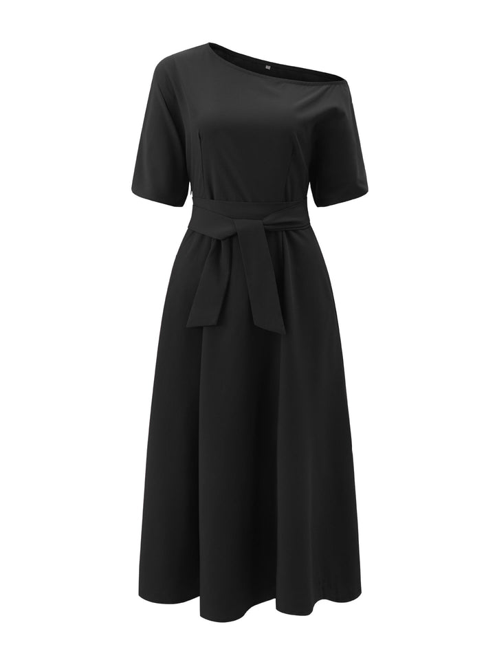 Stilla | Off Shoulder Korte Ærmer Talje Binde Maxi Kjole