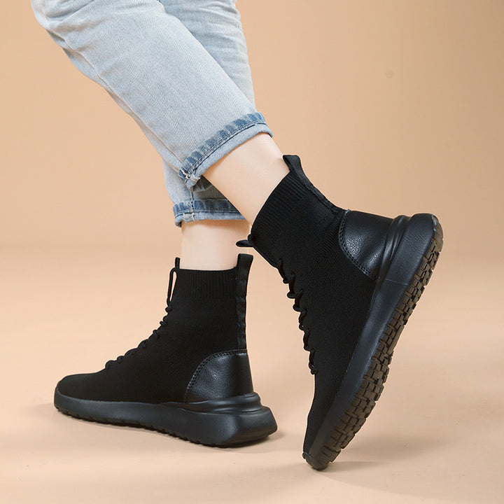 Dame High-Top Sok-Style Sneakers med åndbart strik-overdel Stilla