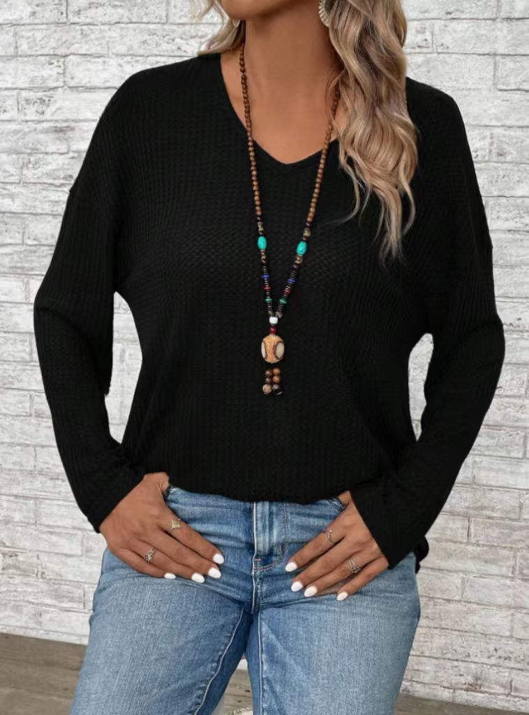 Dame afslappet V-hals sweater Stilla