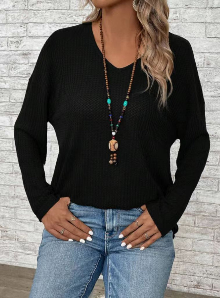 Dame afslappet V-hals sweater Stilla