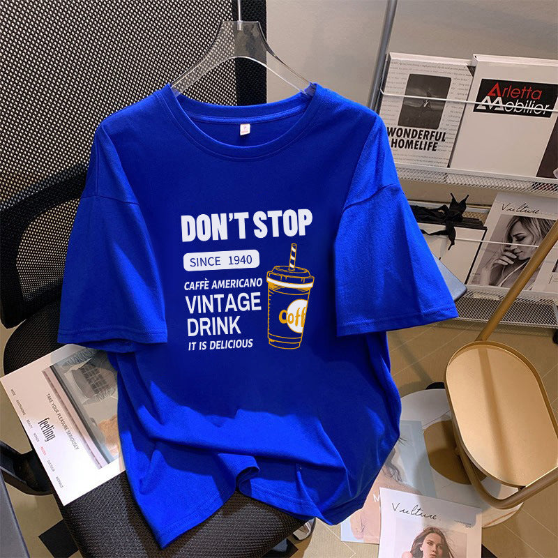 Dame T-shirt med vintage café motiv Stilla