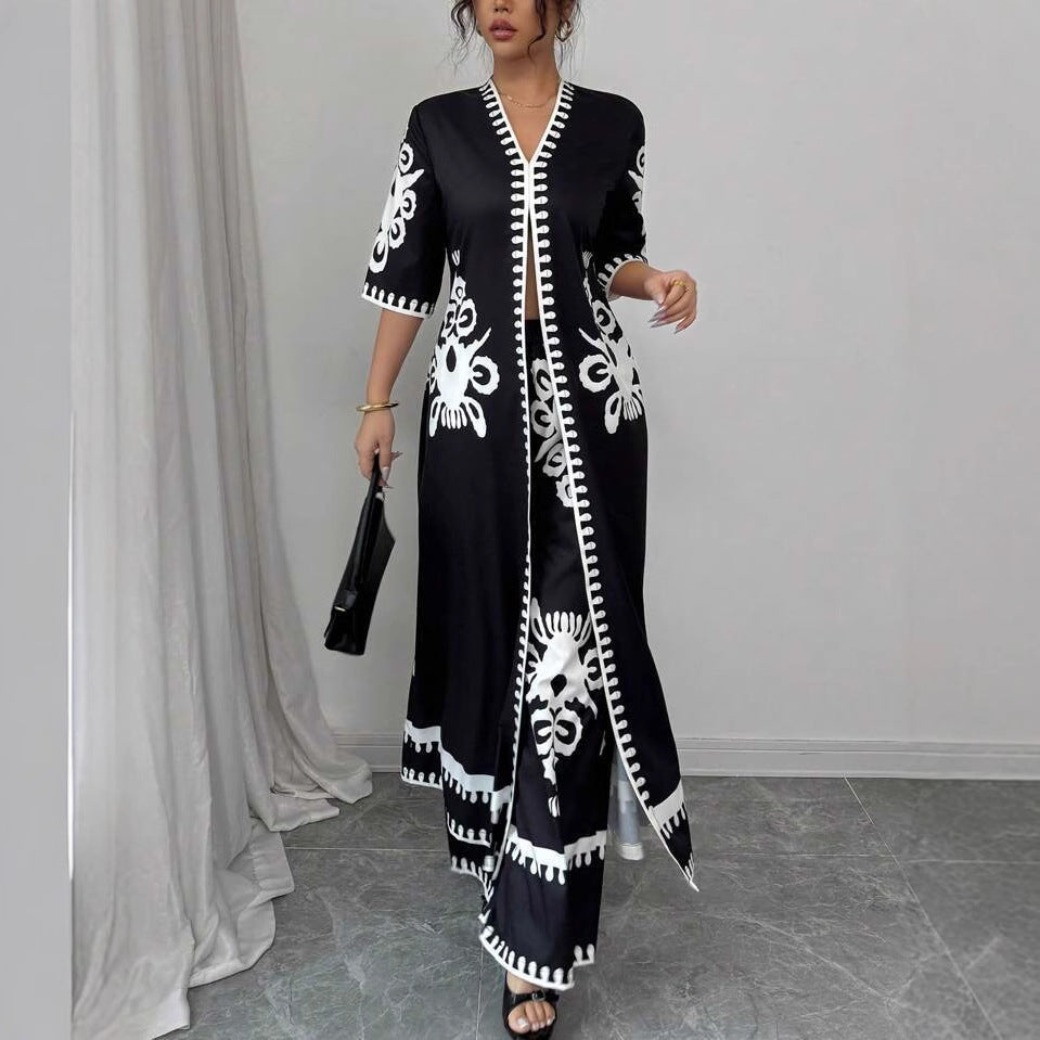 Dame broderet Kaftan-kjole Stilla