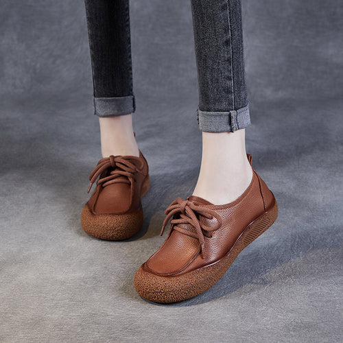 Dame Fritid Snørebånd Læder Sneakers med struktureret Sål Stilla