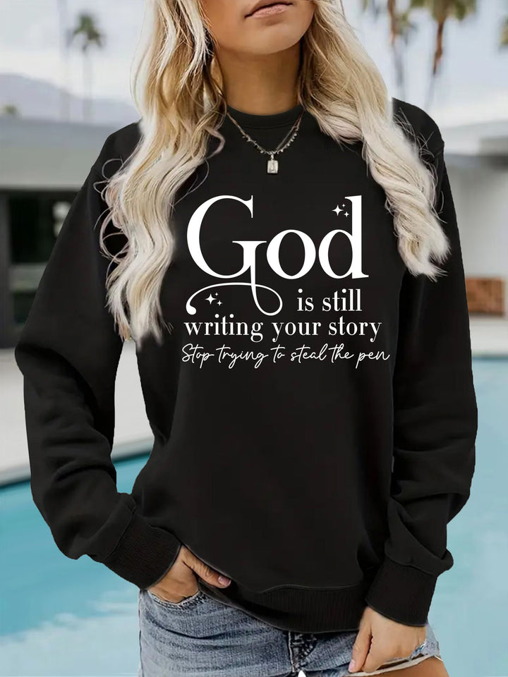 Kvinders sweatshirt med inspirerende skrifter Stilla