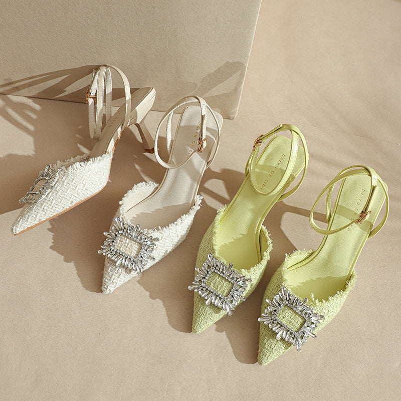 Damer elegante Slingback-hæle med blomsterdekorationer Stilla