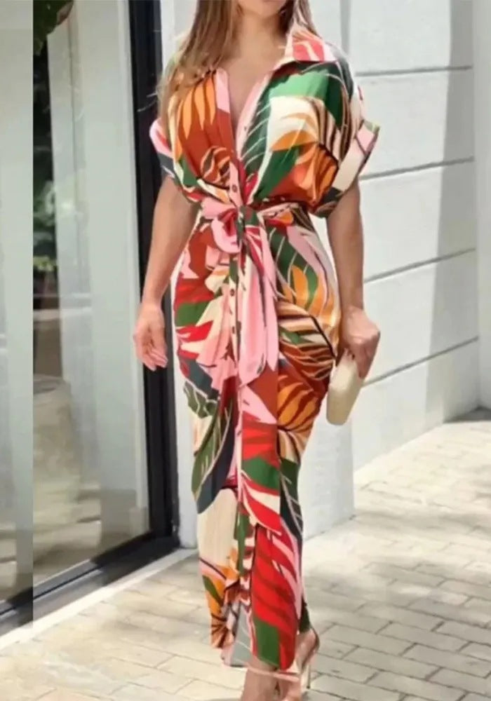 Dame knap-maxikjole med draperet design Stilla
