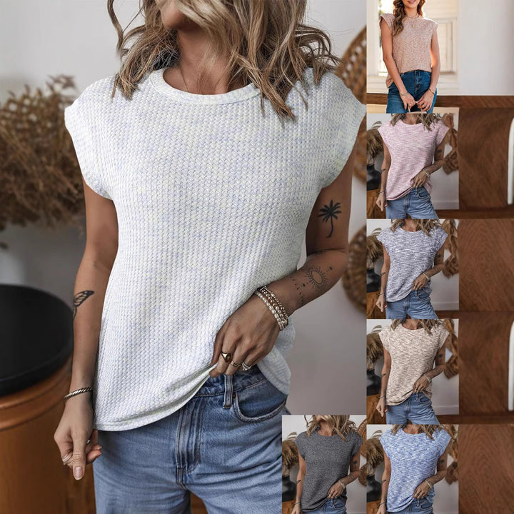 Dame afslappet T-shirt med struktureret strikdesign Stilla