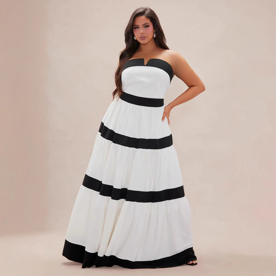 Dame maxikjole med off-shoulder design og vid skirt Skovae