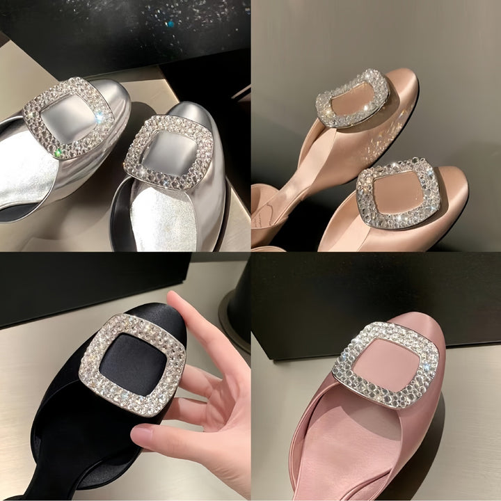 Dame Elegant Strass-besatte Slipper Stilla