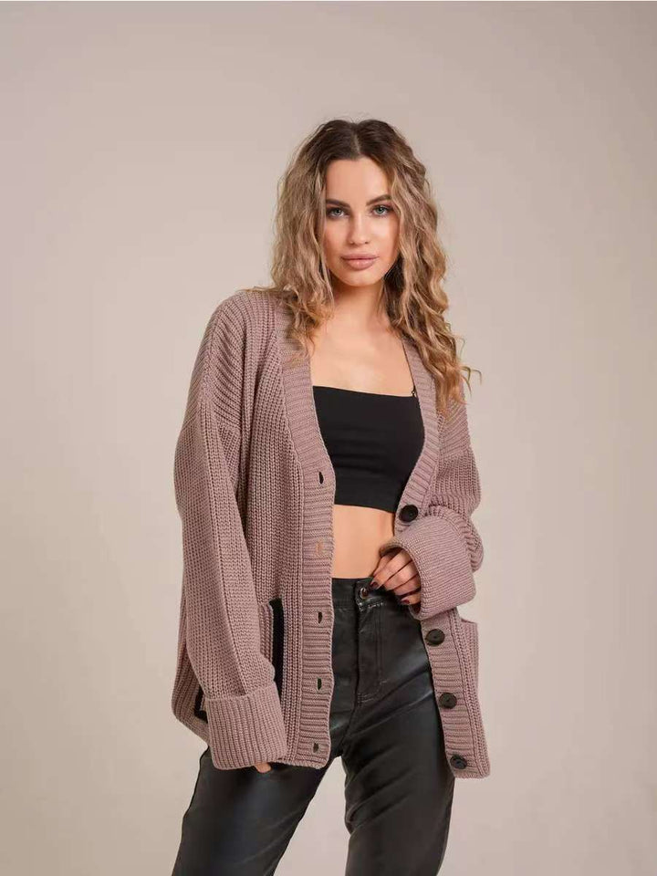Dame cardigan med knapbar design og lommer Stilla