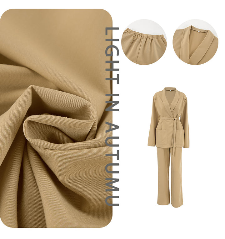 Damer elegant blazer- og bukseensemble med svingende snit og praktiske lommer Stilla