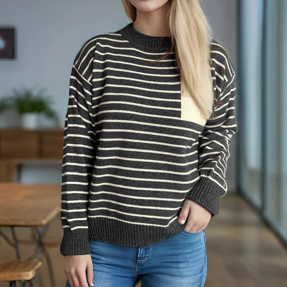 Kvinders stribede sweater med en afslappet pasform og brede ærmer Stilla