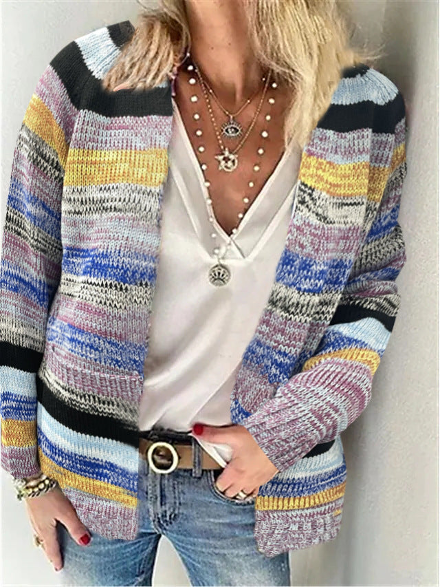 Dame Farverig Strikjakke med moderne design Stilla