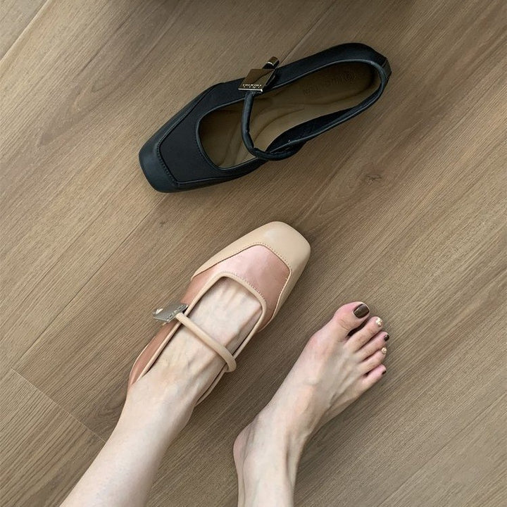 Dame Ballerinas med moderne stropper og komfortabel blokhæl Stilla
