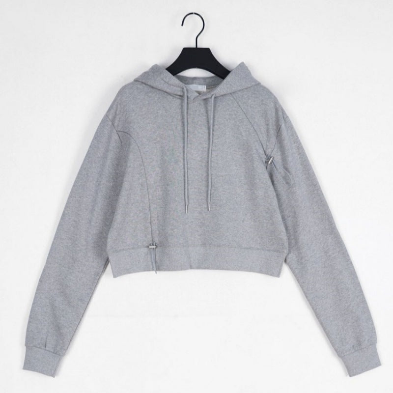 Kvinders cropped hoodie med justerbar snor Stilla