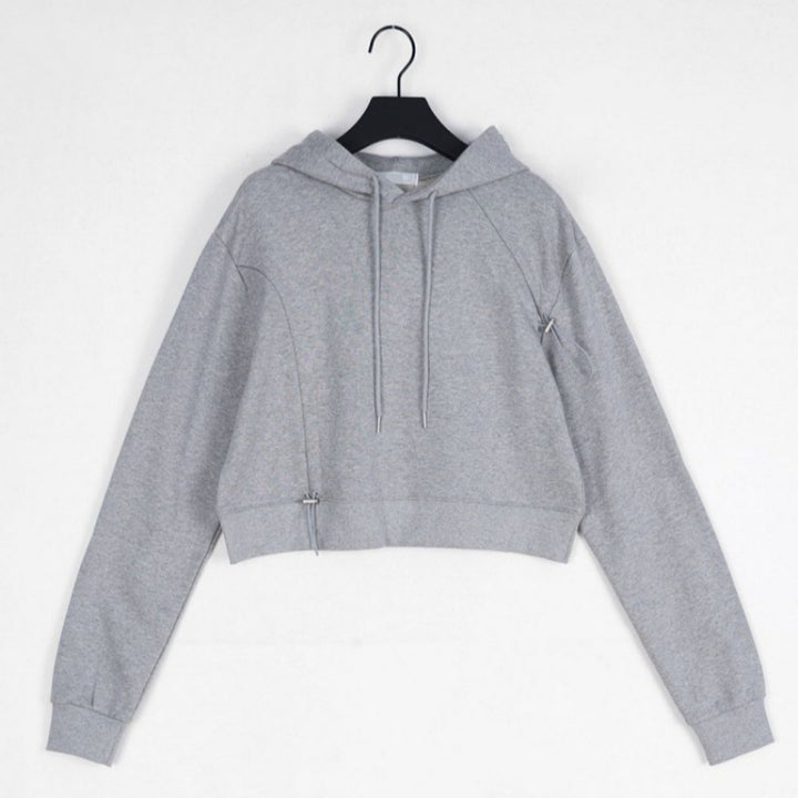 Kvinders cropped hoodie med justerbar snor Stilla
