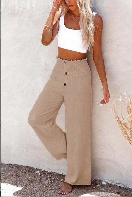 Dame Bred Culotte med afslappet Knapdesign Stilla