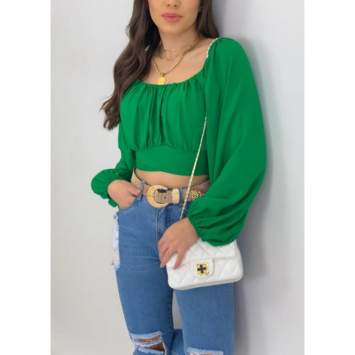 Dame off-shoulder bluse med blødt drapering Stilla