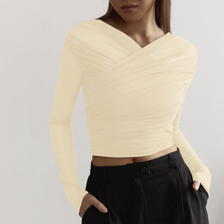 Dame Langeærmet-Crop-Top Skovae