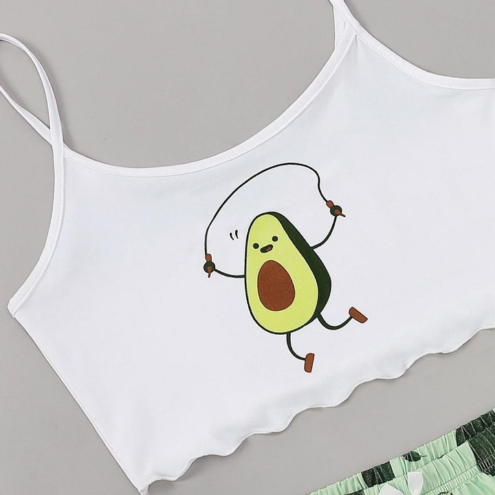 Damer fritid-loungewear-sæt med avocado-motiv Stilla