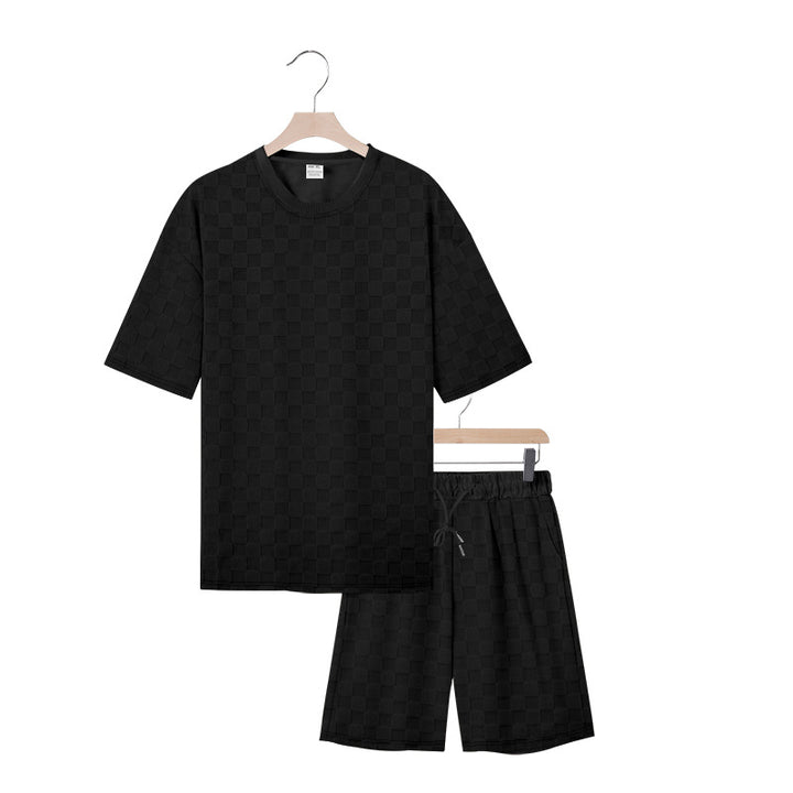 Damer afslappet kortærmet sæt med struktureret overflade og behagelige shorts Stilla