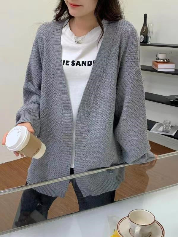 Kvinders afslappede strik cardigan med oversize snit og specielle teksturer Stilla