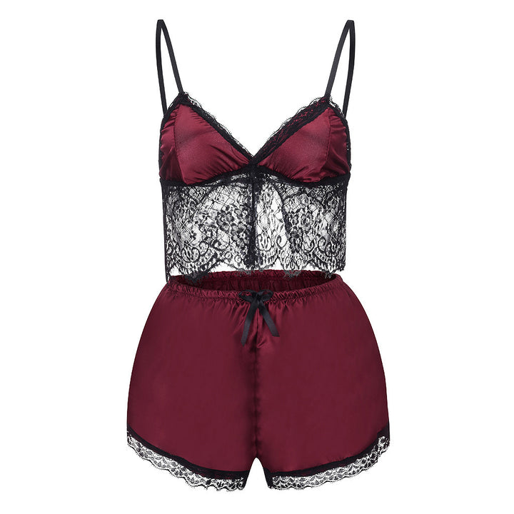 Dame Luxe Satin Spids BH og Shorts Sæt Stilla