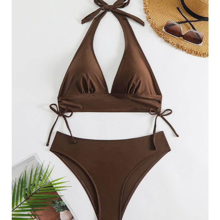 Dame Triangel-Bikini-sæt med justerbare bånd og høj benudskæring Stilla