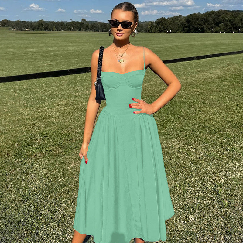 Dame Maxi-kjole med elegant bustier-overdel og flydende nederdel Skovae