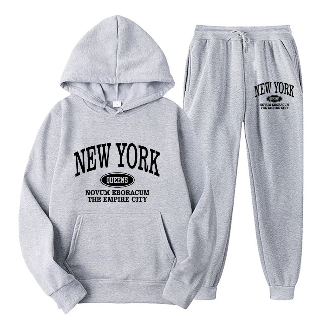 Kvinders sporty hætte sæt med stort New York print Skovae
