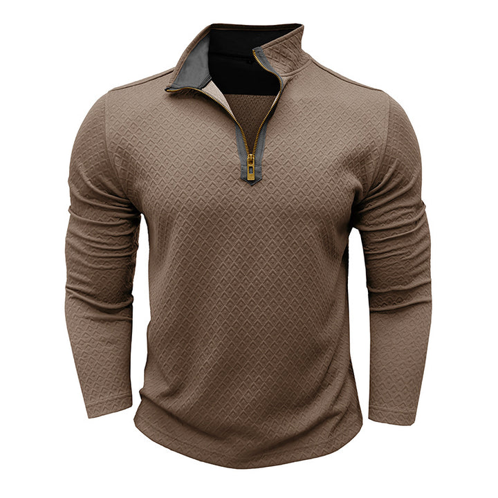 Herre moderigtig pullover med halvmultipart zip Stilla