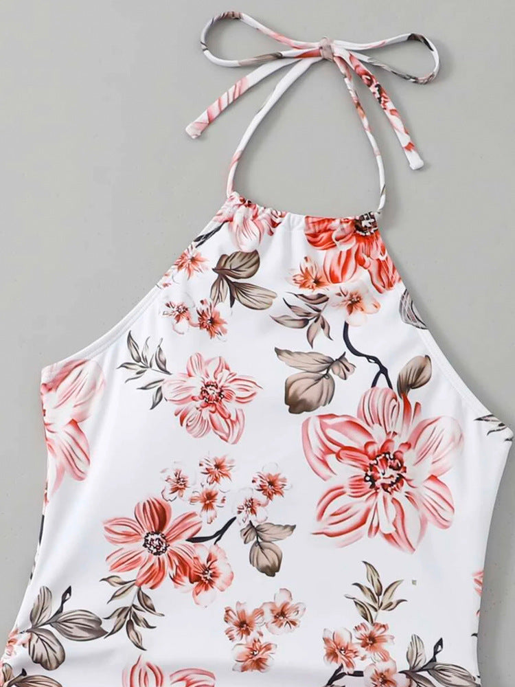 Dame badeoberdel med justerbare sidelisser og blomsterdesign Stilla
