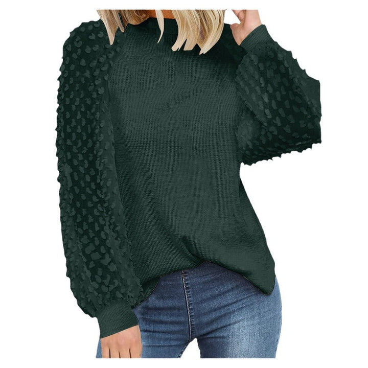 Dame strikpullover med transparente pufærmer Stilla