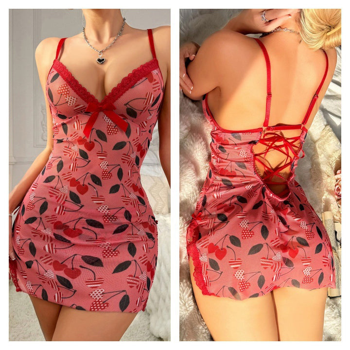 Dame Blomster Spids Babydoll Chemise Stilla