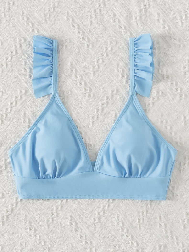 Dame triangle-bikini top med modiske flæsedetaljer og justerbare stropper Stilla