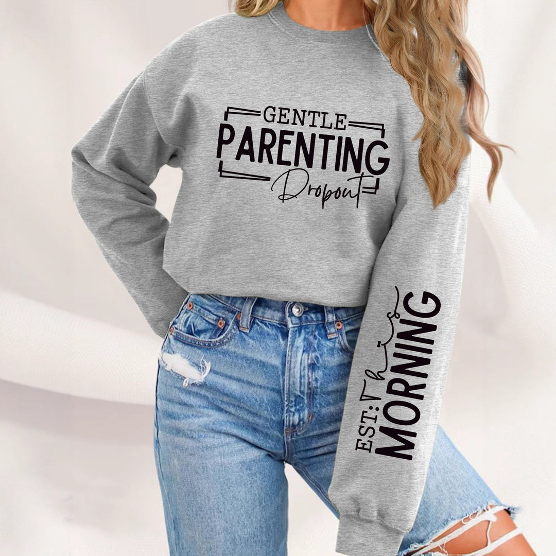 Kvinders sweatshirt med unikt trykt forældremotiv og afslappet pasform Stilla